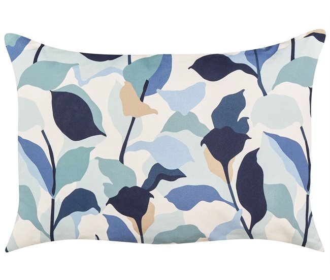 Conforama Conjunto De 2 Cojines De Jardín Motivo Hojas 40 X 60 Cm Azul VEGLINO