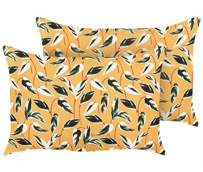 Conforama Conjunto de 2 cojines de jardín motivo hojas 40 x 60 cm multicolor TAGGIA