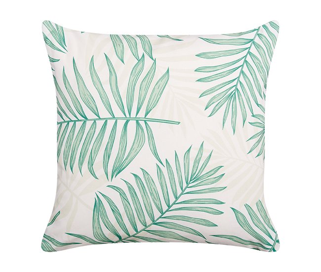 Conforama Conjunto De 2 Cojines De Jardín Motivo Hojas 45 X 45 Cm Beige Y Verde POGGIO