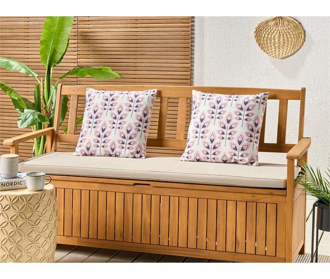 Conforama Conjunto De 2 Cojines De Jardín Motivo Hojas 45 X 45 Cm Beige TORRETTA