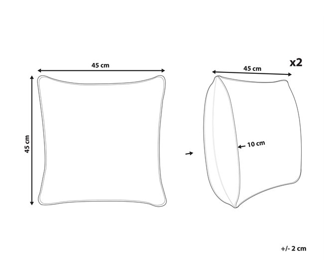 Conforama Conjunto De 2 Cojines De Jardín Motivo Hojas 45 X 45 Cm Beige TORRETTA