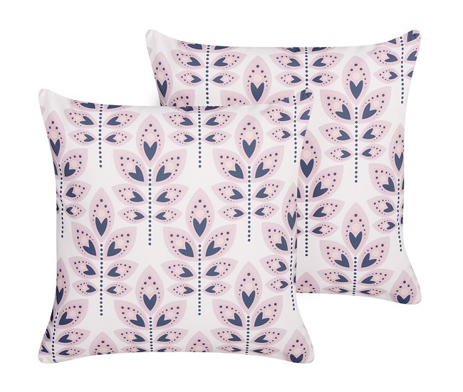 Conforama Conjunto de 2 cojines de jardín motivo hojas 45 x 45 cm beige TORRETTA