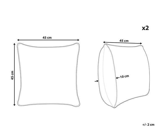 Conforama Conjunto De 2 Cojines De Jardín Motivo Hojas 45 X 45 Cm Blanco VIOZENE