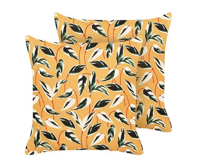 Conforama Conjunto de 2 cojines de jardín motivo hojas 45 x 45 cm multicolor TAGGIA