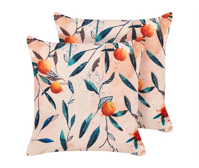 Conforama Conjunto de 2 cojines de jardín motivo hojas 45 x 45 cm multicolor PIALPETTA