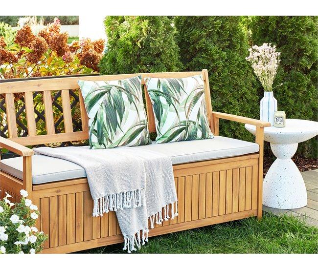 Conforama Conjunto De 2 Cojines De Jardín Motivo Hojas 45 X 45 Cm Verde Y Blanco CALDERINA