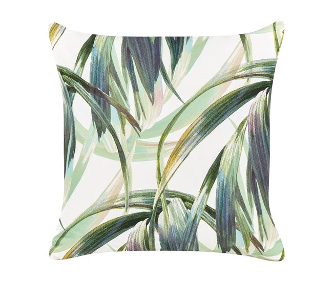 Conforama Conjunto De 2 Cojines De Jardín Motivo Hojas 45 X 45 Cm Verde Y Blanco CALDERINA