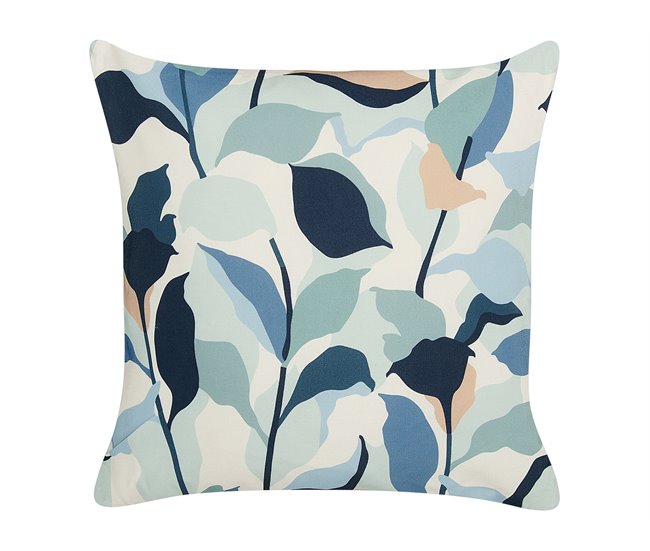 Conforama Conjunto De 2 Cojines De Jardín Motivo Hojas 45 X 45 Cm Azul VEGLINO