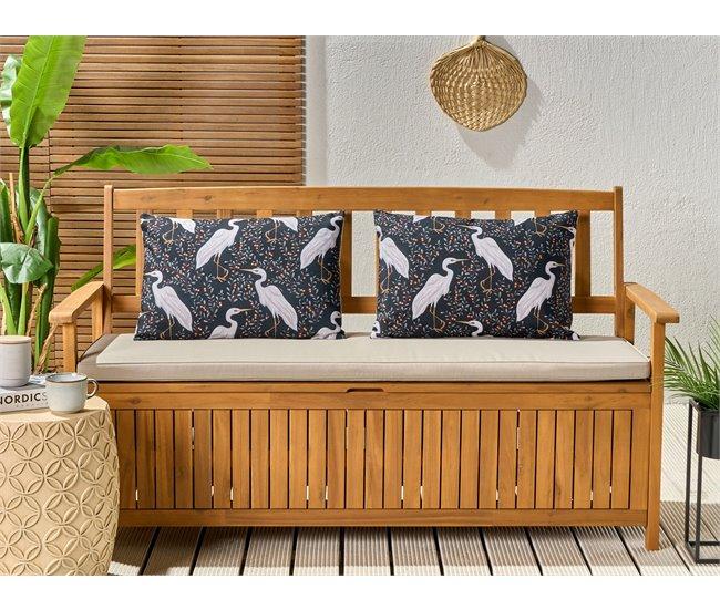 Conforama Conjunto De 2 Cojines De Jardín Motivo Pájaros 40 X 60 Cm Negro PIANAZZO