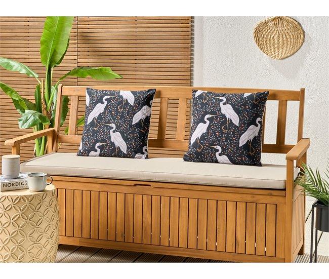 Conforama Conjunto De 2 Cojines De Jardín Motivo Pájaros 45 X 45 Cm Negro PIANAZZO