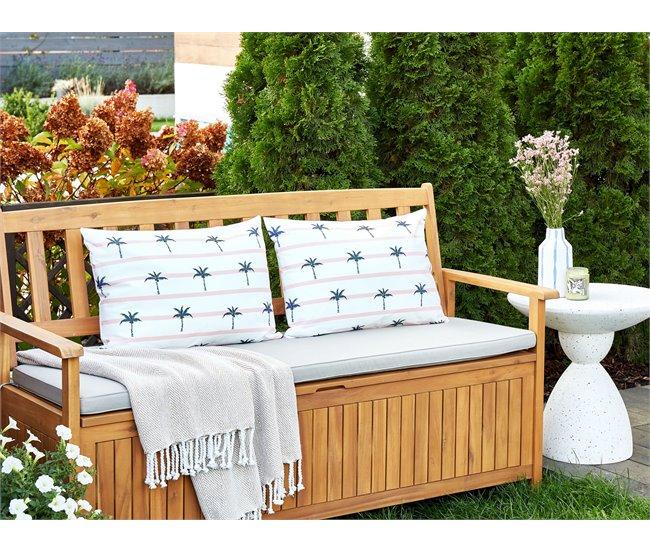 Conforama Conjunto De 2 Cojines De Jardín Motivo Palmeras 40 X 60 Cm Blanco MOLTEDO