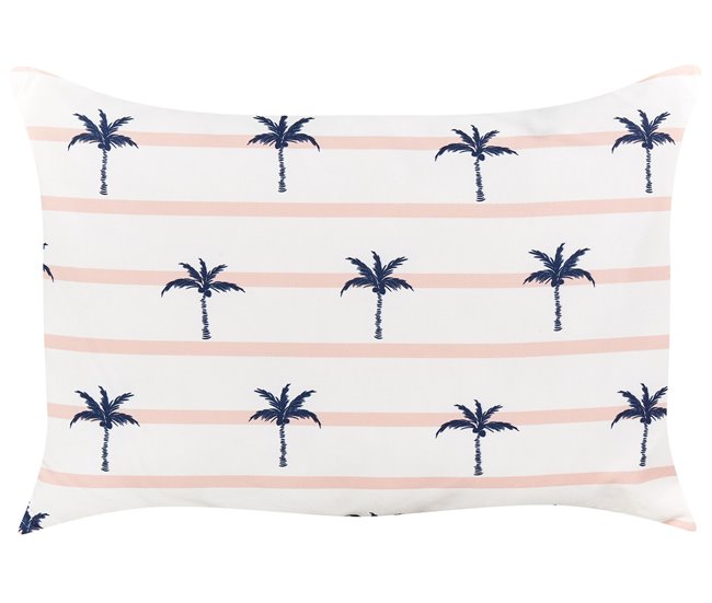 Conforama Conjunto De 2 Cojines De Jardín Motivo Palmeras 40 X 60 Cm Blanco MOLTEDO