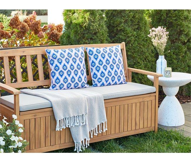 Conforama Conjunto De 2 Cojines De Jardín Motivo Pavo Real 45 X 45 Cm Azul Y Rosa CERIANA