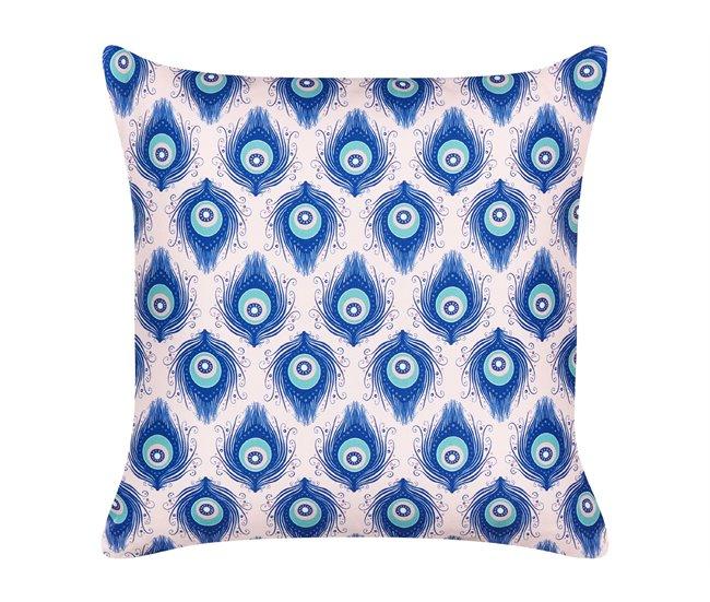 Conforama Conjunto De 2 Cojines De Jardín Motivo Pavo Real 45 X 45 Cm Azul Y Rosa CERIANA