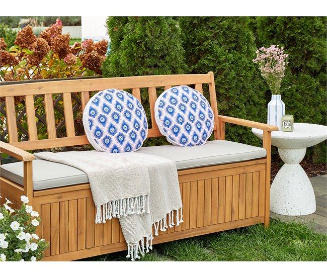 Conforama Conjunto De 2 Cojines De Jardín Motivo Pavo Real ø 40 Cm Azul Y Rosa CERIANA