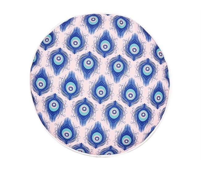 Conforama Conjunto De 2 Cojines De Jardín Motivo Pavo Real ø 40 Cm Azul Y Rosa CERIANA