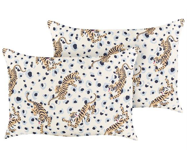 Conforama Conjunto de 2 cojines de jardín motivo tigres 40 x 60 cm multicolor ARENZANO