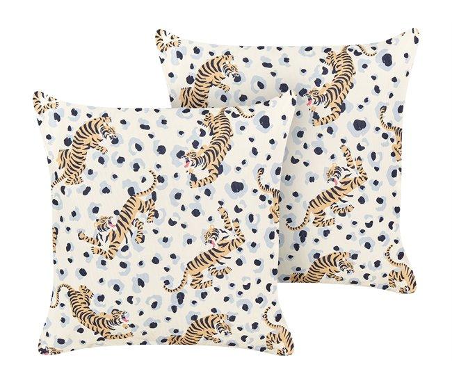 Conforama Conjunto de 2 cojines de jardín motivo tigres 45 x 45 cm multicolor ARENZANO