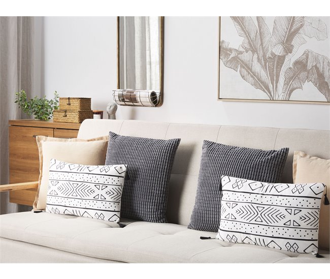 Conforama Conjunto De 2 Cojines De Terciopelo Blanco/negro 30 X 50 Cm SCHEFFLERA