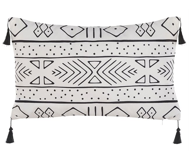 Conforama Conjunto De 2 Cojines De Terciopelo Blanco/negro 30 X 50 Cm SCHEFFLERA