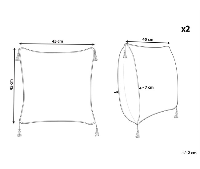 Conforama Conjunto De 2 Cojines De Terciopelo Blanco/negro 45 X 45 Cm SCHEFFLERA