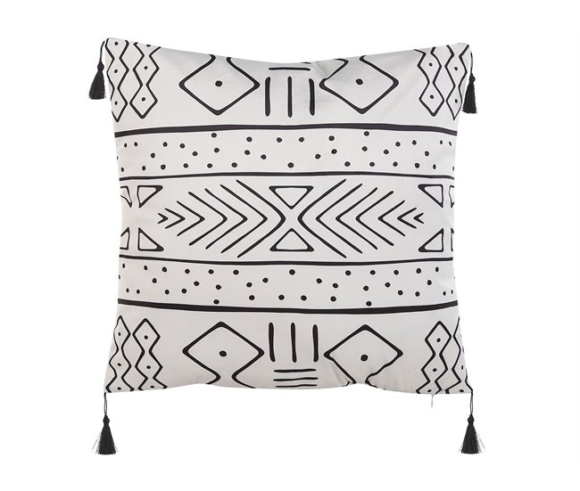Conforama Conjunto De 2 Cojines De Terciopelo Blanco/negro 45 X 45 Cm SCHEFFLERA