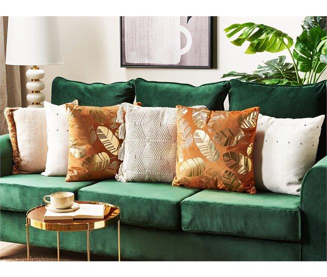 Conforama Conjunto De 2 Cojines De Terciopelo Naranja/dorado 45 X 45 Cm SUNFLOWER