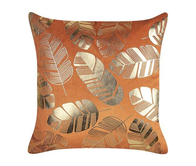 Conforama Conjunto De 2 Cojines De Terciopelo Naranja/dorado 45 X 45 Cm SUNFLOWER