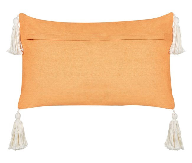 Conforama Conjunto De 2 Cojines De Terciopelo Naranja Motivo Navideño Con Borlas 30 X 50 Cm LITHOPS