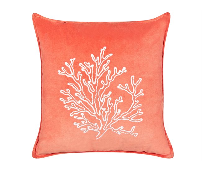 Conforama Conjunto De 2 Cojines De Terciopelo Rojo Motivo Coral 45 X 45 Cm NORI