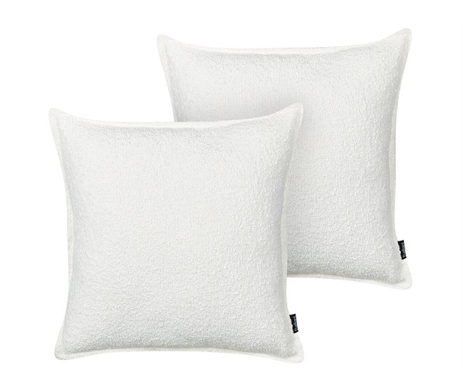 Conforama Conjunto de 2 cojines decorativos blanco crema SENECIA