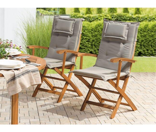 Conforama Conjunto De 2 Cojines Para Silla De Jardín Gris Pardo MAUI