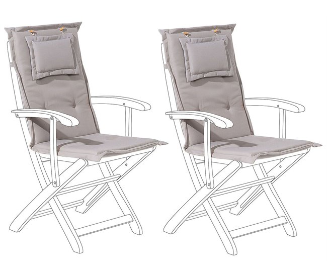 Conforama Conjunto de 2 cojines para silla de jardín gris pardo MAUI