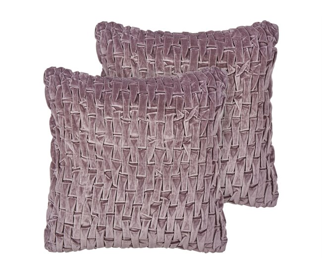 Conforama Conjunto de 2 cojines plisados de terciopelo violeta 45 x 45 cm CHIRITA