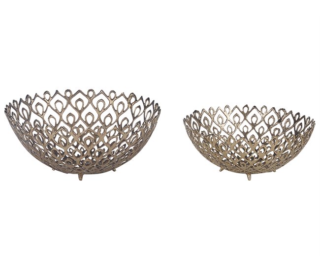 Conforama Conjunto de 2 cuencos de metal dorado GROGOL