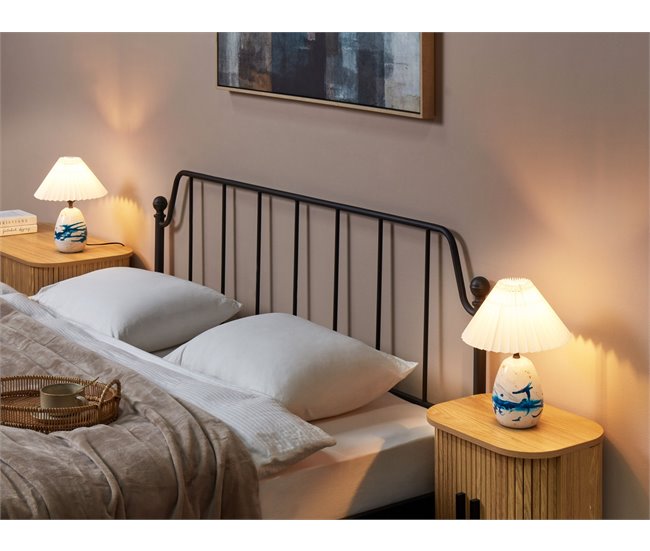 Conforama Conjunto De 2 Lámparas De Mesa De Cerámica Blanca Y Azul GENFEL