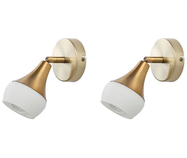 Conforama Conjunto de 2 lámparas de pared de metal dorado ANTLER
