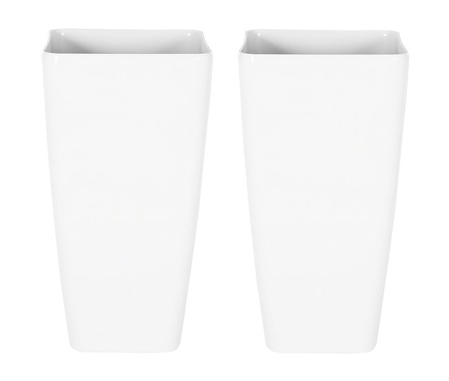 Conforama Conjunto de 2 macetas blancas 30 x 30 x 57 cm MODI