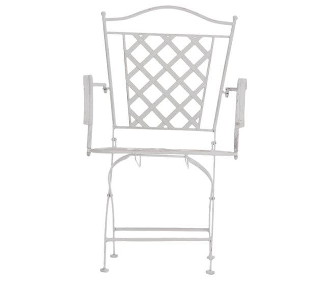 Conforama Conjunto De 2 Sillas De Jardín Balcon Estilo Rústico Blanco Envejecido Metal Hierro Galvanizado M10_001187