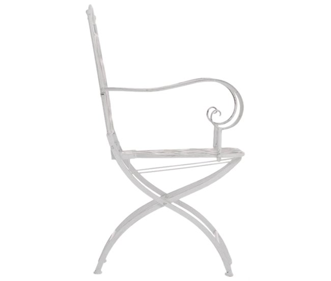 Conforama Conjunto De 2 Sillas De Jardín Balcon Estilo Rústico Blanco Envejecido Metal Hierro Galvanizado M10_001187