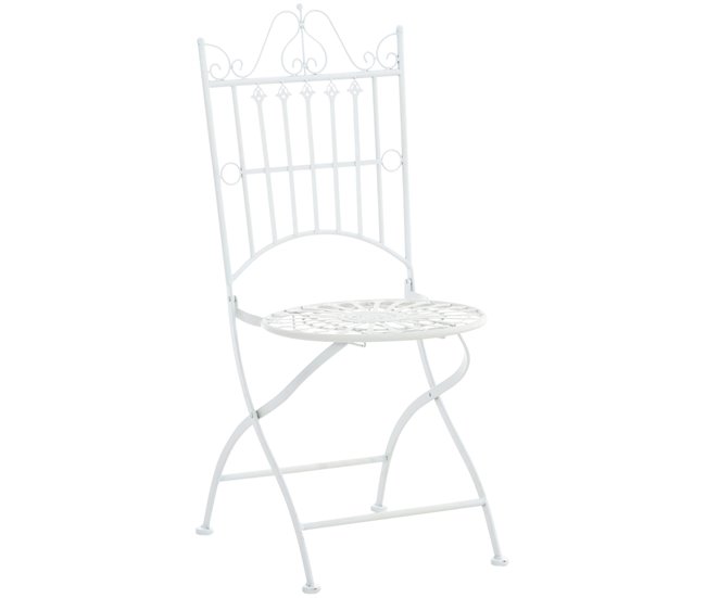 Conforama Conjunto De 2 Sillas De Jardín Balcon Estilo Rústico Plegables Blanco Metal M10_001198