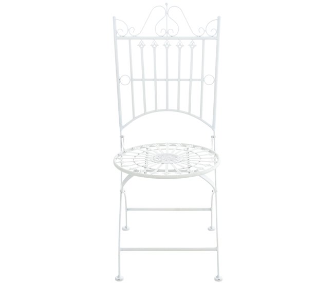 Conforama Conjunto De 2 Sillas De Jardín Balcon Estilo Rústico Plegables Blanco Metal M10_001198