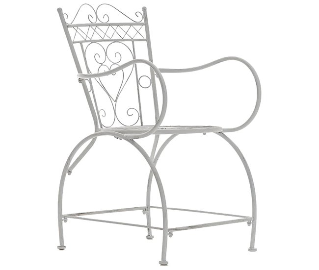Conforama Conjunto De 2 Sillas De Jardín Balcon Estilo Rústico Blanco Envejecido Metal M10_005090