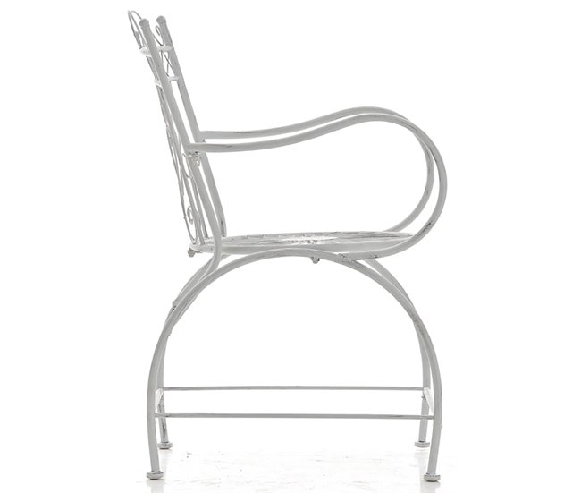 Conforama Conjunto De 2 Sillas De Jardín Balcon Estilo Rústico Blanco Envejecido Metal M10_005090