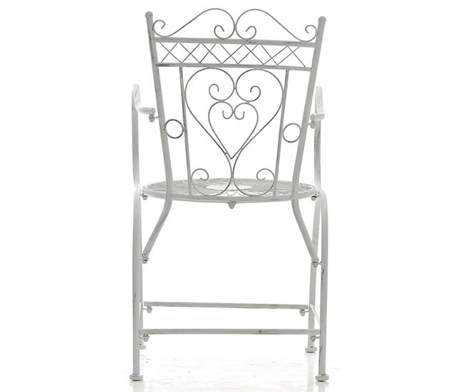 Conforama Conjunto De 2 Sillas De Jardín Balcon Estilo Rústico Blanco Envejecido Metal M10_005090