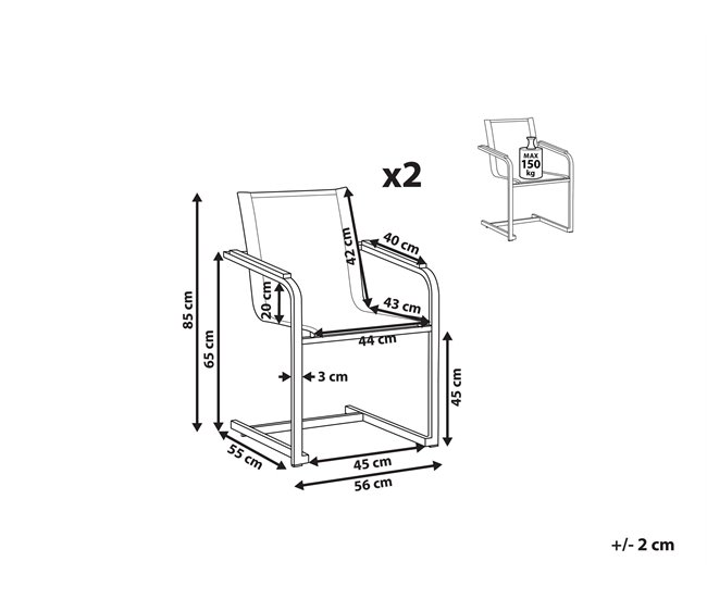Conforama Conjunto De 2 Sillas De Jardín Beige COSOLETO
