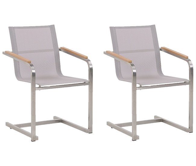 Conforama Conjunto de 2 sillas de jardín beige COSOLETO
