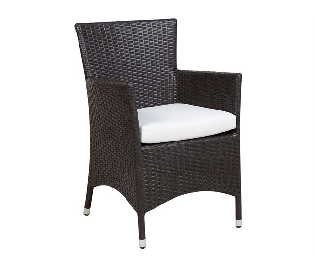 Conforama Conjunto De 2 Sillas De Jardín De Ratán Marrón Oscuro/blanco Crema ITALY
