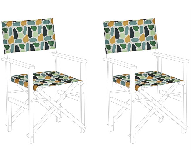 Conforama Conjunto de 2 telas de poliéster blanco/naranja/verde para silla de jardín CINE