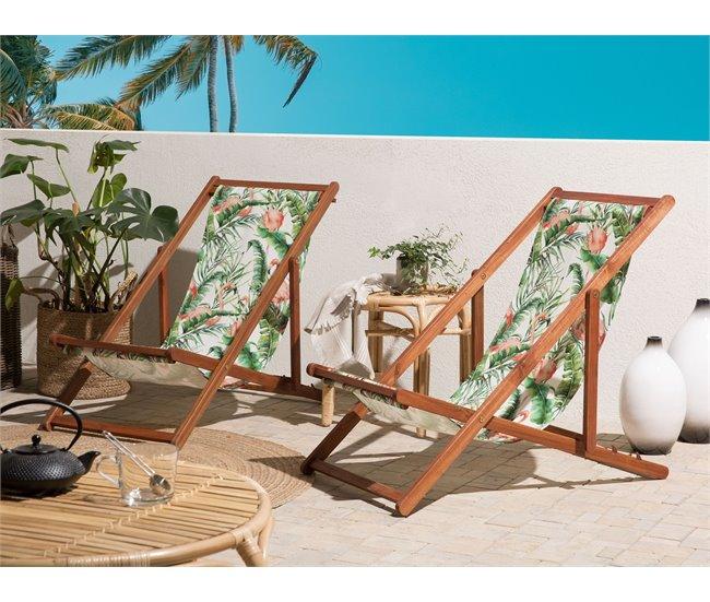 Conforama Conjunto De 2 Telas De Poliéster Verde/blanco/rosa Para Tumbona De Jardín ANZIO/AVELLINO